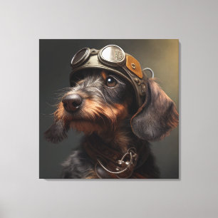 Toile Dieselpunk À poils durs Dachshund Steampunk Gogget
