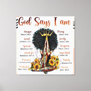 Toile Dieu dit que je suis Black Christian Femmes Melani