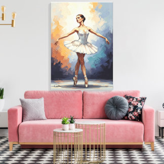 Toile Digital Painting of a Ballerina – Elegant Dance 