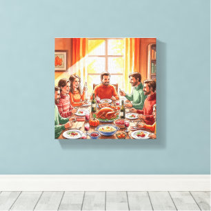 Toile Dîner minimaliste Thanksgiving Mur Art - Moderne A