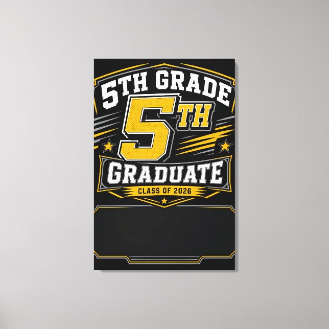 Toile Diplômé de 5e personnalisé 2026 Varsity (Recto)