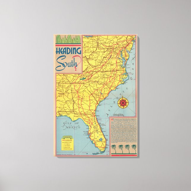 Toile Direction Sud - Côte Est États-Unis (Recto)