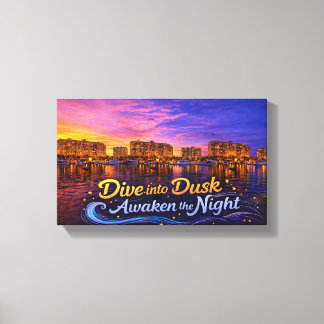 Toile Dive Into Dusk Awaken the Night Sunset Waterfront 
