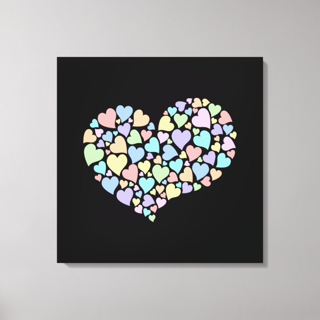 Toile Diversité Coeurs Rainbow Coeur Amour Paix Unité (Recto)