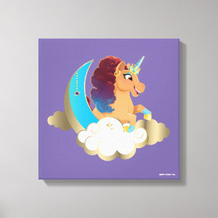 Toile Divine la licorne   Lune et nuages
