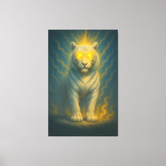 Toile Divine Light-Eyed White Tiger | ManJiangHong Fine  (Recto)