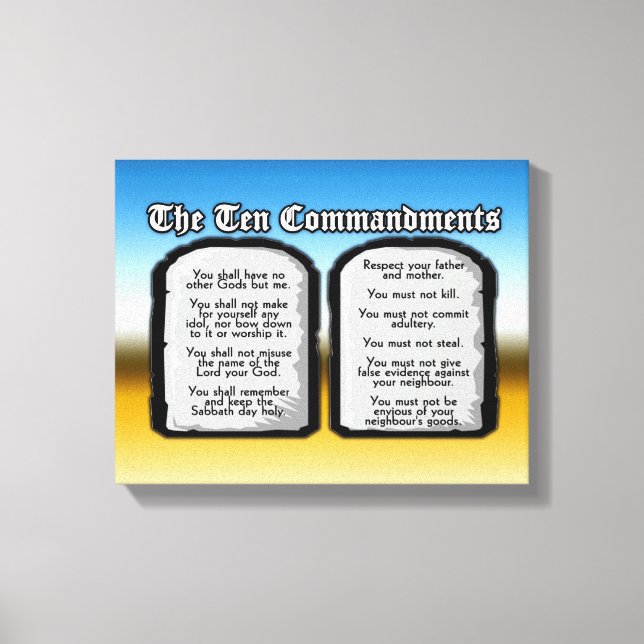 Toile Dix Commandements de la Sainte Bible, Loi de Dieu (Recto)