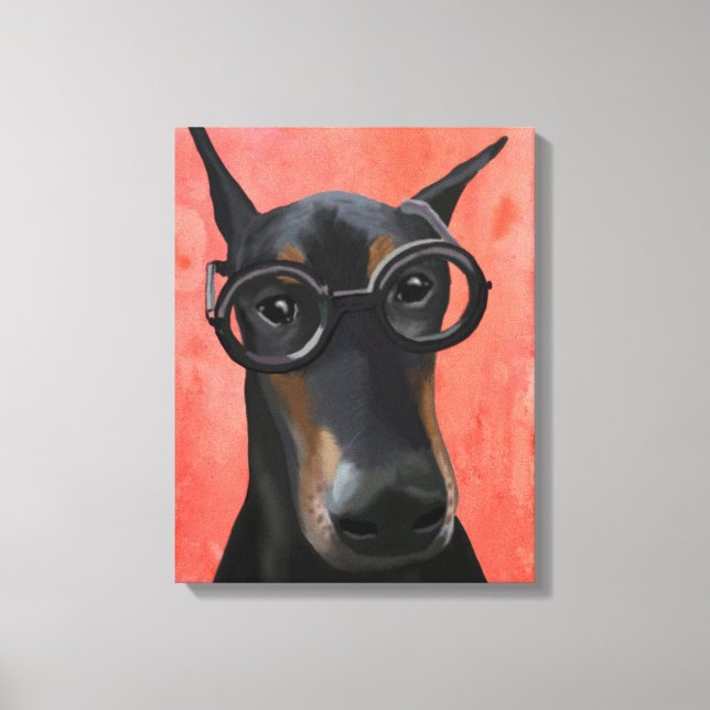 Toile Doberman avec lunettes (Recto)