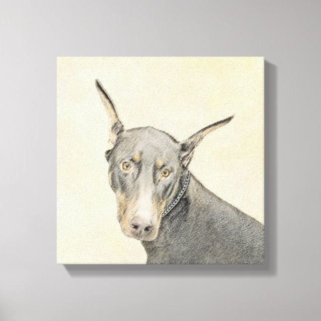 Toile Doberman Pinscher Peinture - Art Chien original (Recto)