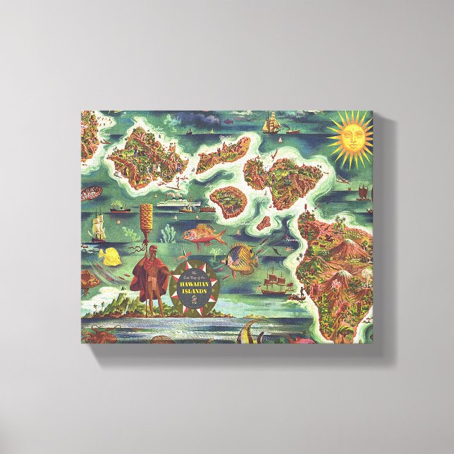 Toile Dole Map of Hawaii 1950 ・ Joseph Feher Oil Paint (Recto)