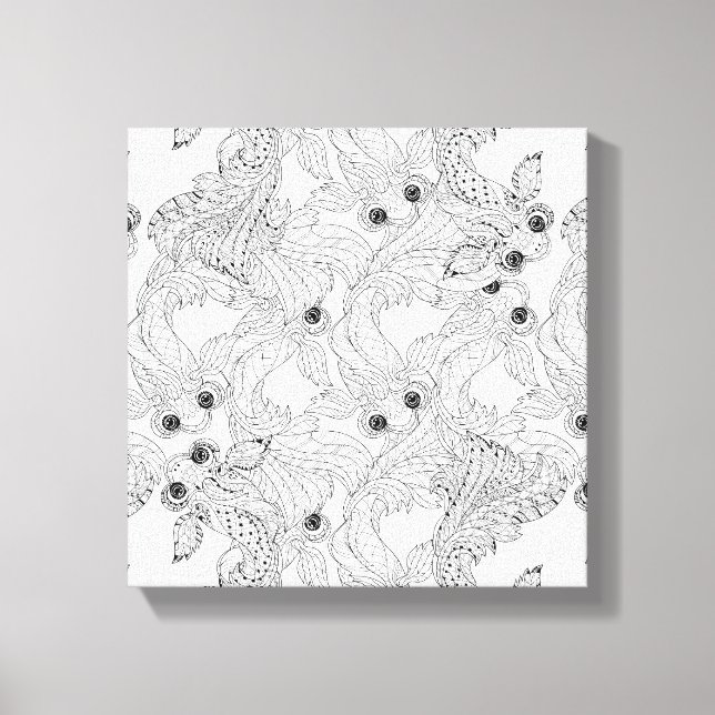 Toile Doodle chinois de poisson 6 (Recto)