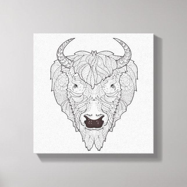 Toile Doodle de tête de bison 6 (Recto)