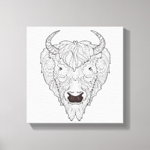 Toile Doodle de tête de bison 6