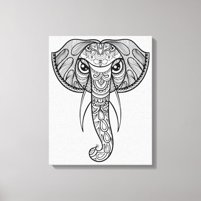 Toile Doodle de tête d'éléphant 11 (Recto)
