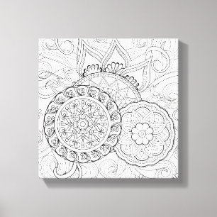 Toile Doodle Flowers Et Mandalas 6