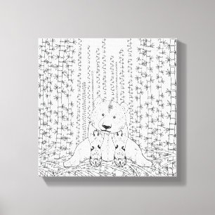 Toile Doodle Panda Bambou 6