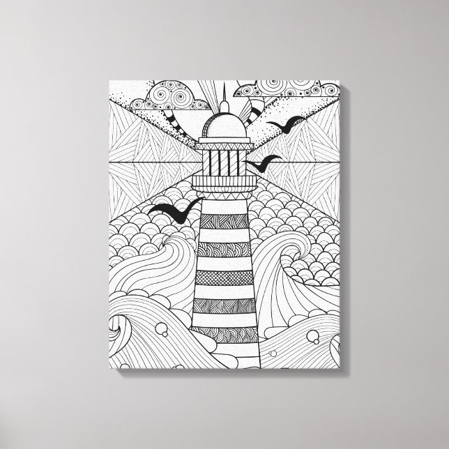 Toile Doodle phare tiré à la main 6 (Recto)