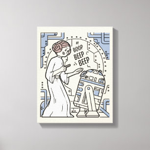 Toile Doodle Sketch Leia & R2-D2 sur Death Star