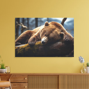 TOILE DORMIR GRIZZLY BEAR STRECTHE CANVAS IMPRIMER