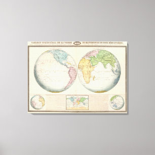 Toile Double carte d'hémisphère du climat