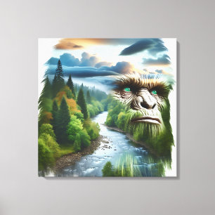 Toile Double exposition Bigfoot dans la nature
