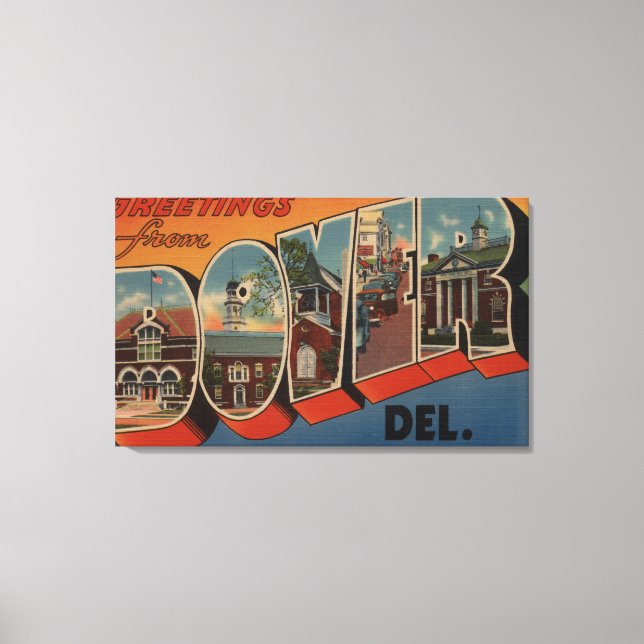 Toile Douvres, DelawareGrandes lettres ScènesDouvres, DE (Recto)