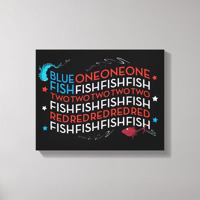 Toile Dr Seuss | Poisson rouge poisson bleu US Drapeau g (Recto)