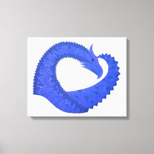 Toile Dragon de coeur bleu sur blanc
