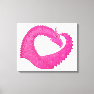 Toile Dragon de coeur rose chaud sur blanc