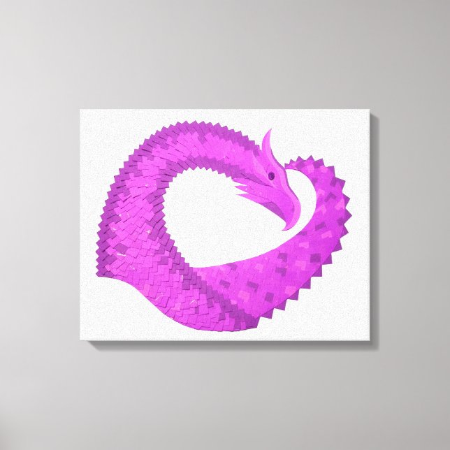 Toile Dragon de coeur violet clair sur blanc (Recto)