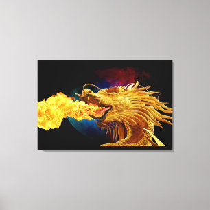 Toile Dragon de Respiration de feu 3 Piece Art Wall Canv