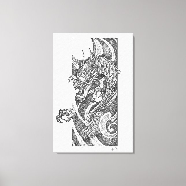Toile Dragon Dotwork Ryu (Recto)