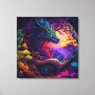 Toile Dragon mystique Enchanted Forest Imaginaire Art