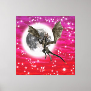 Toile Dragon Noir - Créature Fantastique Mythique Ciel R
