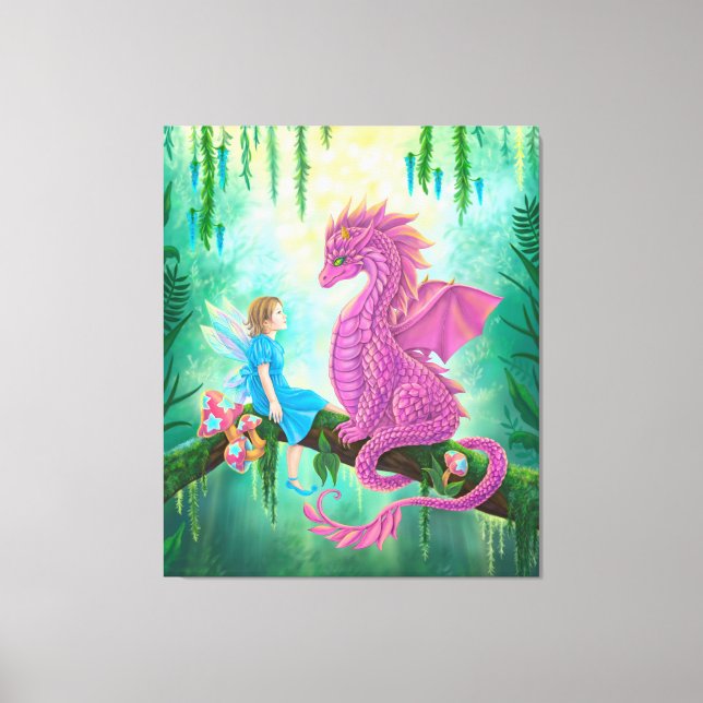 Toile Dragon rose et fée (Recto)
