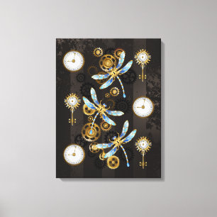 Toile Dragonflies de Steampunk sur arrière - plan rayé b