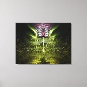 Toile Dragonfly Fractal Magic Wrapped Canvas