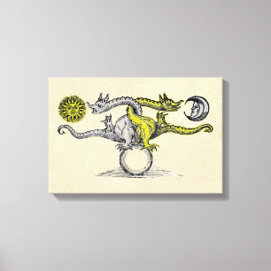 Toile Dragons d'or et d'argent