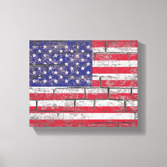 Toile Drapeau Américain déchiré Rouge Blanc Bleu Patriot (Recto)