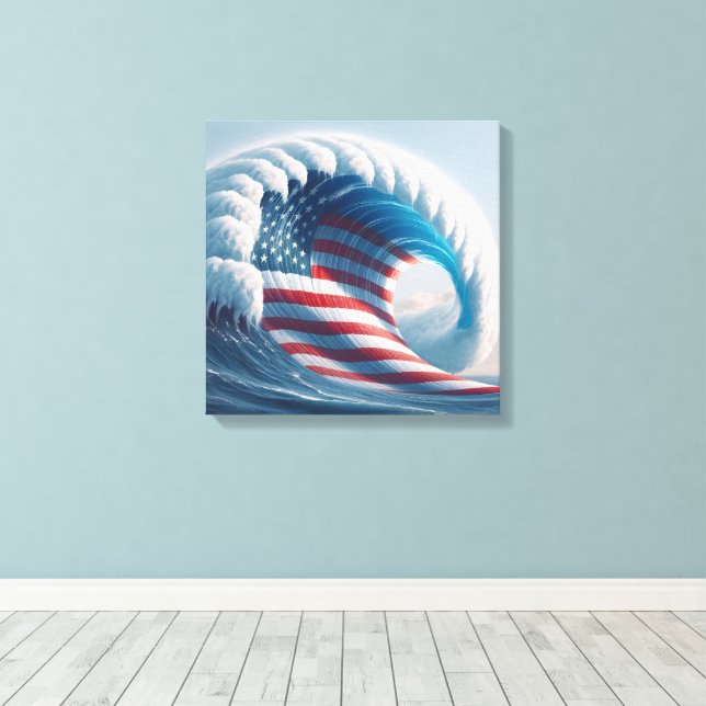 Toile Drapeau américain Ocean Wave (Insitu (Plancher de Bois))