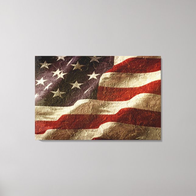 Toile Drapeau américain taillé dans la pierre (Recto)