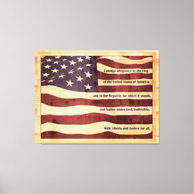 Toile Drapeau ancien avec gage d'allégeance en bois (Recto)
