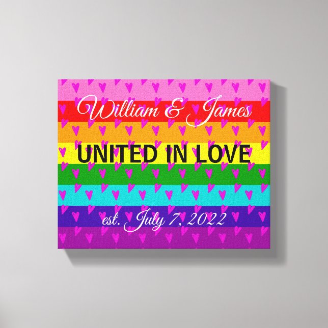 Toile Drapeau Arc-en-ciel Original 8 bandes LGBT Mariage (Recto)