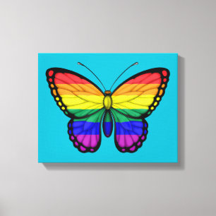 Toile Drapeau de gay pride de papillon d'arc-en-ciel