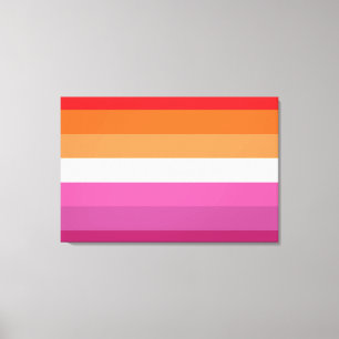 Toile Drapeau de la fierté lesbienne (coucher du soleil