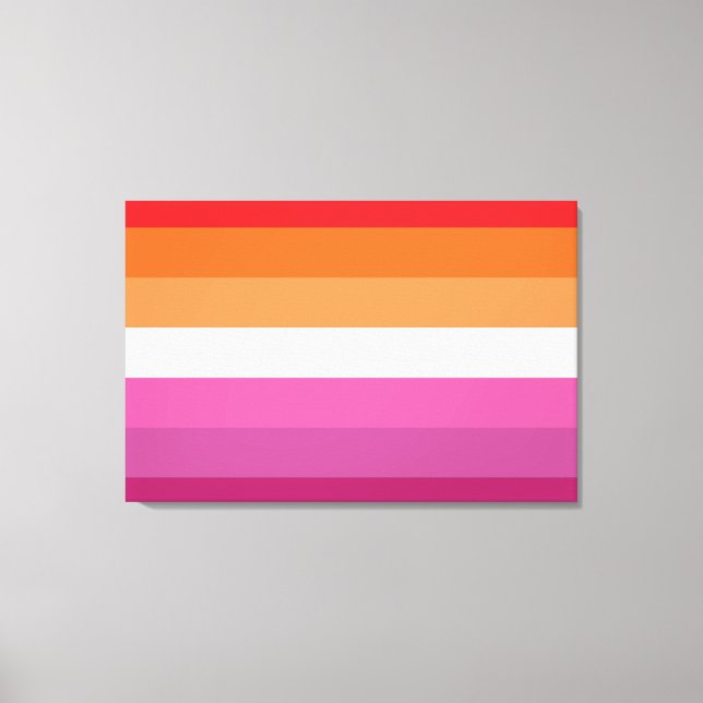 Toile Drapeau de la fierté lesbienne (coucher du soleil) (Recto)