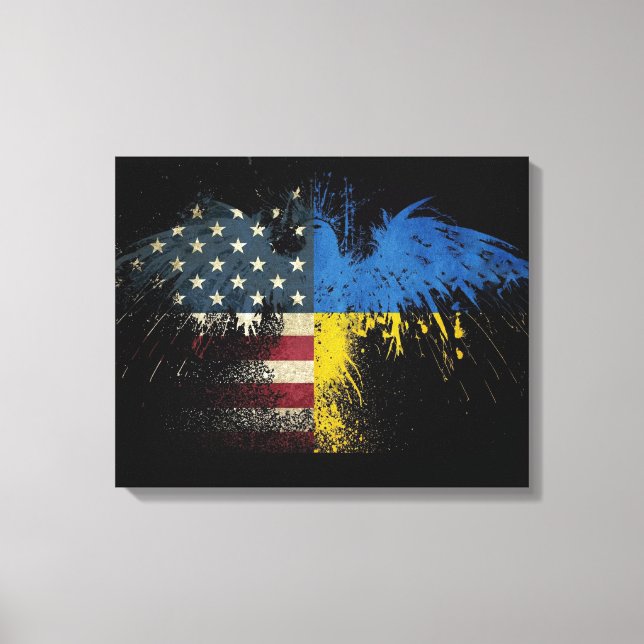 Toile Drapeau de l'aigle ukrainien américain Imprimer (Recto)
