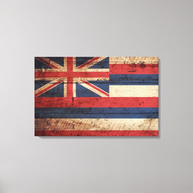 Toile Drapeau de l'État d'Hawaii sur le vieux grain de b (Recto)