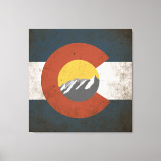 Toile Drapeau de l'Etat du Colorado Grunge avec Montagne