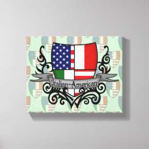 Toile Drapeau du bouclier italien-américain